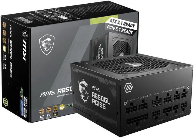 MSI MAG A850GL PCIE5 850W Gaming Power Supply product photo